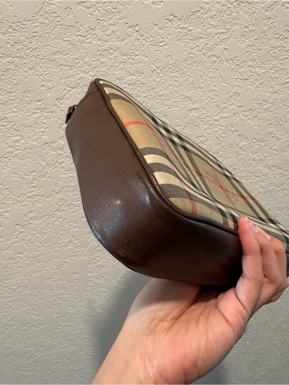 Burberry Tan and Brown Vintage Check Toiletry Pouch